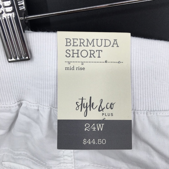 NEW Style & Co Bermuda Shorts roll cuff outdoor casual White 24W plus women's - Picture 11 of 13